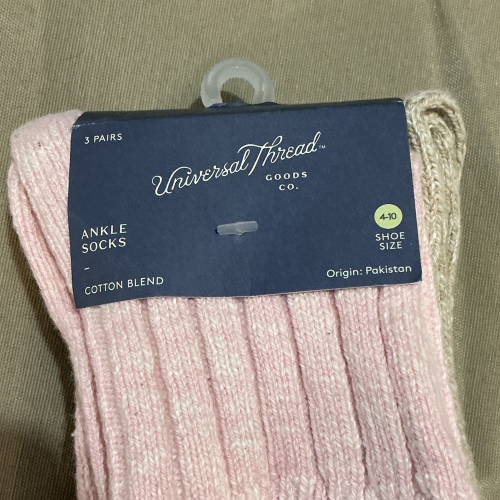 Universal Thread Pink and Tan Ankle Socks